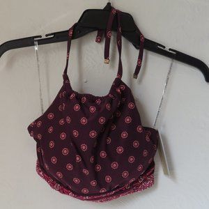 Micheal Michael Kors High Neck Bikini Top Sunny Batik Border XS NWT